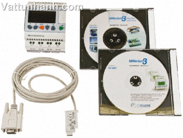 PLC,logic controller,kit,20 I/O,12 inputs,8 relay outputs,millennium 3,LCD display,100-240Vac supply