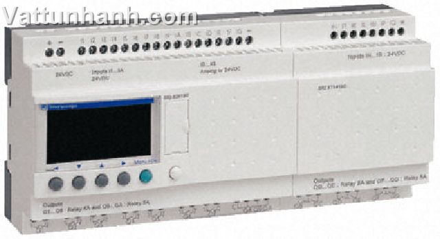 Logic Module, 16 digital I/P, 10 trans O/P, 6 configurable an I/P, clock function, LCD display, 24Vd