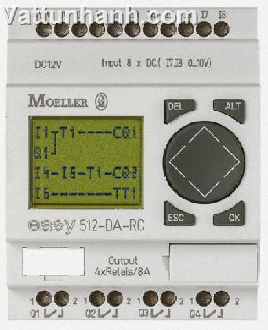 PLC, easy500, relay outputs, 100 to 240Vac supply, real time clock, LCD display